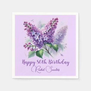80th Birthday Purple Lilac Flowers Spring Napkins