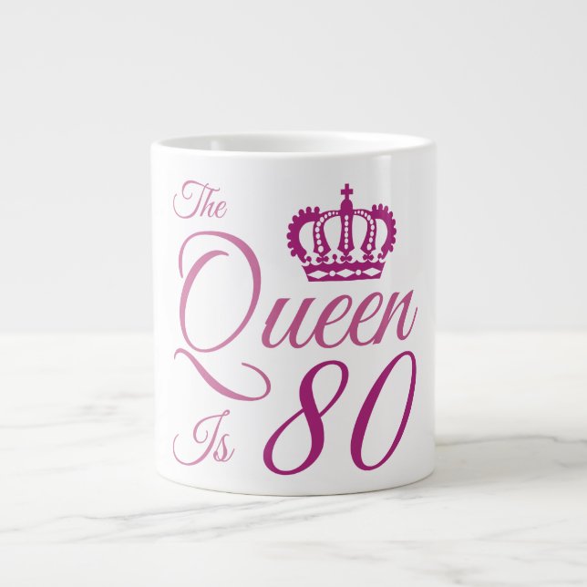 80th Birthday Queen Giant Coffee Mug (Front)