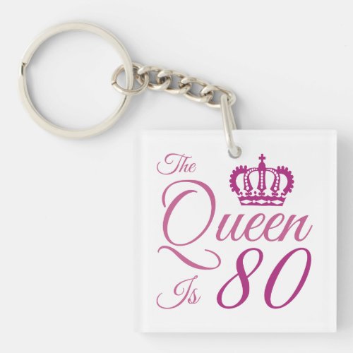 80th Birthday Queen Keychain