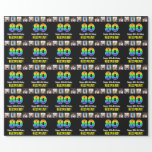 [ Thumbnail: 80th Birthday: Rainbow “80“; Custom Photos & Name Wrapping Paper ]