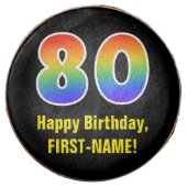 80th Birthday - Rainbow Spectrum Pattern Number 80 Chocolate Covered Oreo (Front)
