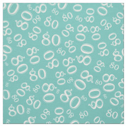 80th  Birthday Random Number Pattern Teal 80 Fabric
