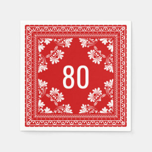 80th Birthday Red Bandana Napkins