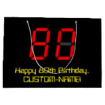 [ Thumbnail: 80th Birthday: Red Digital Clock Style "80" + Name Gift Bag ]