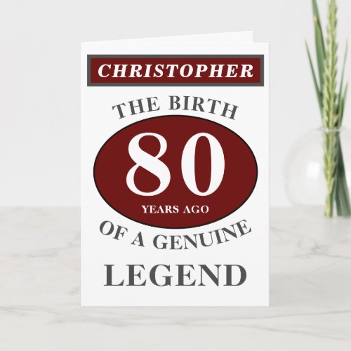 80th Birthday Red Genuine Legend Add Your Name