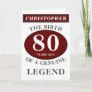 80th Birthday Red Genuine Legend Add Your Name Card