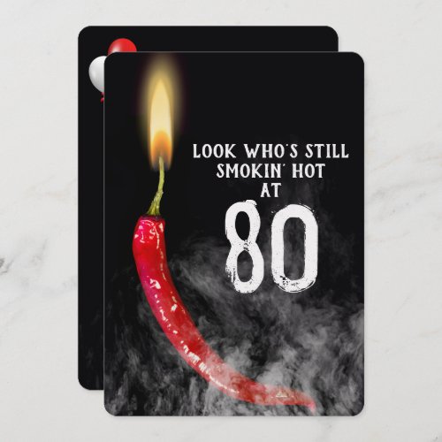 80th Birthday Red Hot Pepper Candle   Invitation
