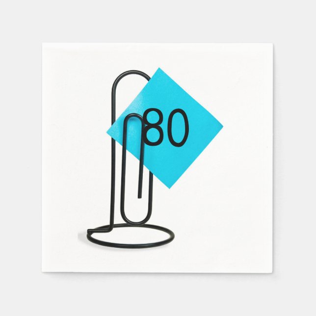 80th Birthday Reminder Note On a Paper Clip Napkins (Front)