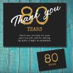 80th Birthday Retro Black And Gold Thank You Card<br><div class="desc">After that milestone 80th birthday party it's time to say thank you. Say it in style with our unique thank you cards.</div>