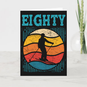 80th Birthday Retro Ski Skiing 80 Year Old Men Wom Card