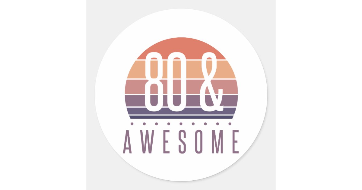 80th Birthday Retro Sunset Classic Round Sticker | Zazzle