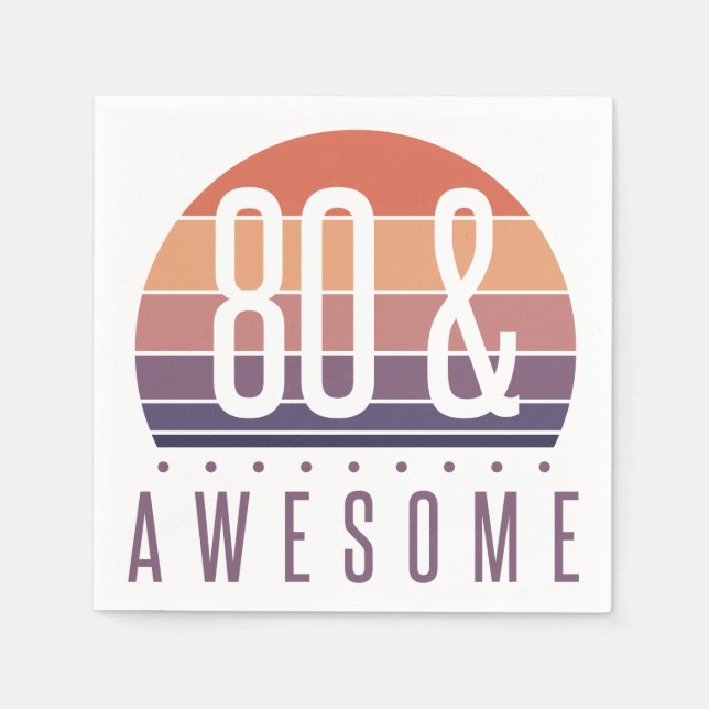 80th Birthday Retro Sunset Napkins (Front)