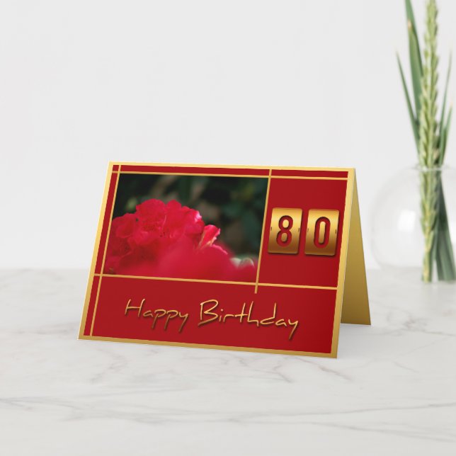 80th Birthday Rhododendron + Quote Greeting Card (Front)