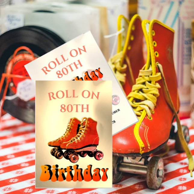 80th Birthday Roller Skate Fun Modern Invitation (Creator Uploaded)