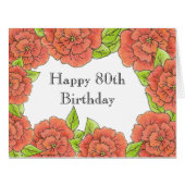 80th Birthday Rose Card (Front Horizontal)
