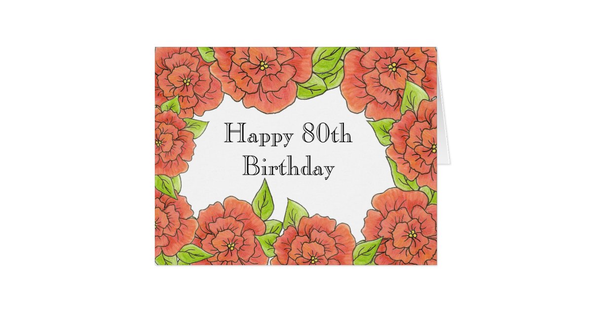 80th Birthday Rose Card | Zazzle