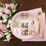 80th birthday rose gold blush glitter drips paper plates<br><div class="desc">For a 80th birthday party, celebrating her life with a collage of 6 of your own photos. Personalize and add a name, age 80 and a date. Date of birth or the date of the party. Dark rose gold and black colored letters. A trendy rose gold colored background decorated with...</div>