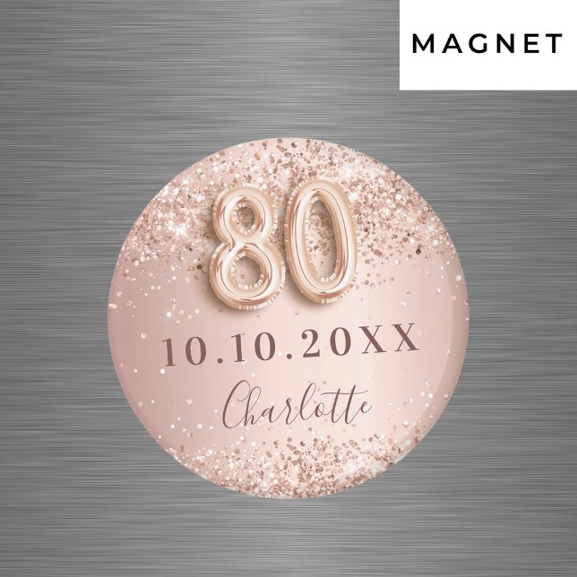 80th birthday rose gold blush save the date magnet (Creator Uploaded)