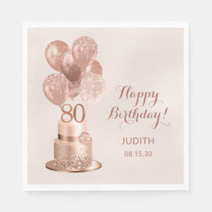 80th Birthday Rose Gold Cake Napkins