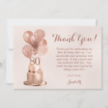80th Birthday Rose Gold Cake  Thank You Card