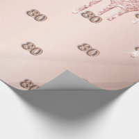 80th Birthday rose gold glitter drips pink Wrapping Paper