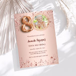80th Birthday rose gold photo stars luxury Invitation<br><div class="desc">A modern,  stylish photo invitation for a 80th birthday party.  A rose gold gradient background,  decorated with stars. Personalize and add your party details.</div>