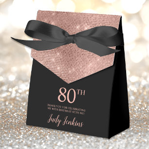 80th Birthday Rose Gold Thank You Favor Box