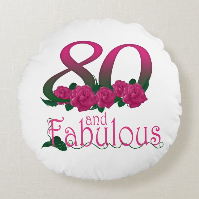 80th birthday Round Throw Pillow (16") (Front)
