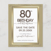 80th Birthday Save the Date Budget Invitation (Front)