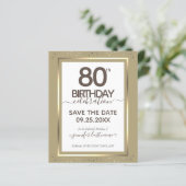 80th Birthday Save the Date Budget Invitation (Standing Front)