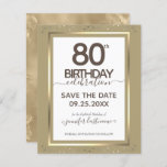 80th Birthday Save the Date Budget Invitation<br><div class="desc">Lovely faux foil border with shimmering confetti highlights on the top and bottom border. All text is adjustable and easy to change for your own party needs. Great elegant 80th birthday template design.</div>