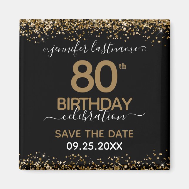 80th Birthday Save the Date Magnet (Front)