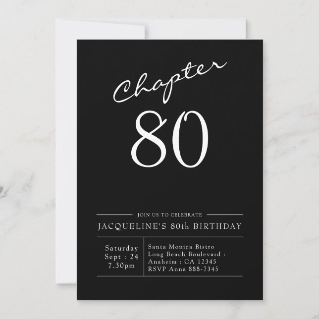80th Birthday Script 80 Party Invitation (Front)