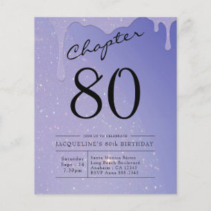 80th Birthday Script Glitter Invitation Flyer
