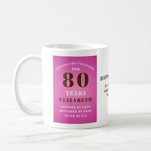 80th Birthday Setting Standards Add Your Name Pink Coffee Mug