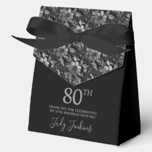80th Birthday Silver Floral Thank You Favor Boxes