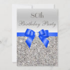 80th Birthday Silver Sequin Royal Blue Bow Diamond