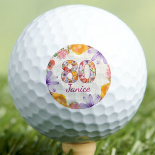 80th Birthday Sister Gift Elegant Floral Custom Golf Balls