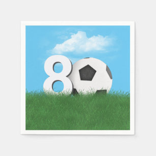 80th Birthday Soccer Ball In Green Grass Napkins