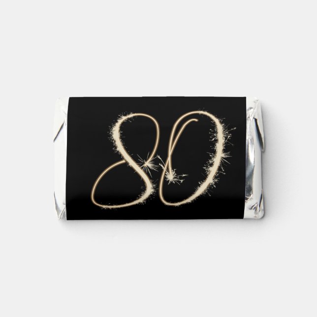 80th Birthday Sparklers On Black   Hershey's Miniatures (Front)