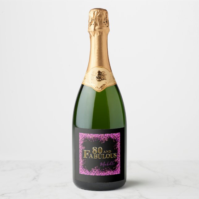 80th Birthday  Sparkling Wine Label (Front)
