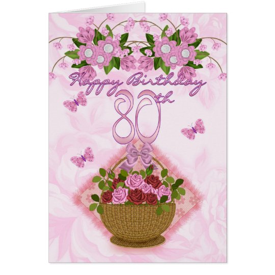 80th Birthday Special Lady Roses And Flowers 80 Card Zazzle 80th Birthday Special Lady Roses And Flowers 80 Card