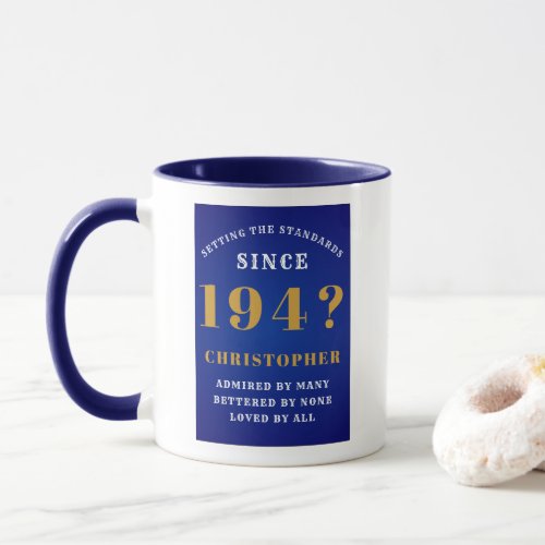 80th Birthday Standards Born 1940s Add Name Blue Mug