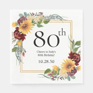 80th Birthday Sunflowers Napkins
