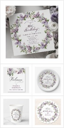 80th Birthday Surprise Party Purple Lilac Floral