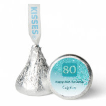 80th Birthday Teal Blue Glitter Sweet Gorgeous Hershey®'s Kisses®