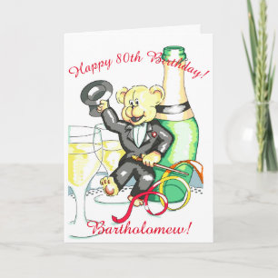 80th Birthday Teddy Bear Card