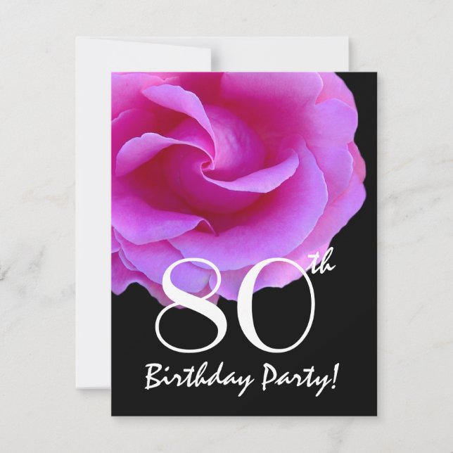 80th Birthday Template Pink Rose For Her W416 (Front)