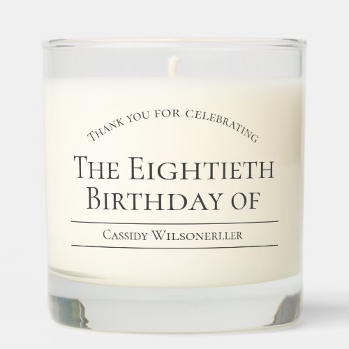 80th Birthday Thank You Favor Scented Candle
