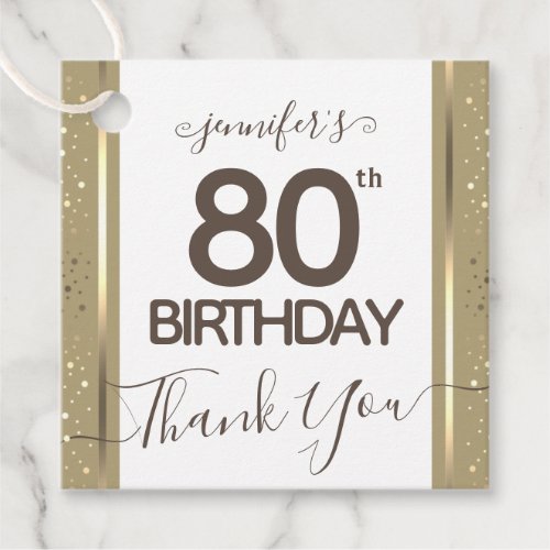 80th Birthday Thank You Gold Elegant Script Favor Favor Tags